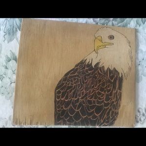 Bald Eagle drawing art on wooden board